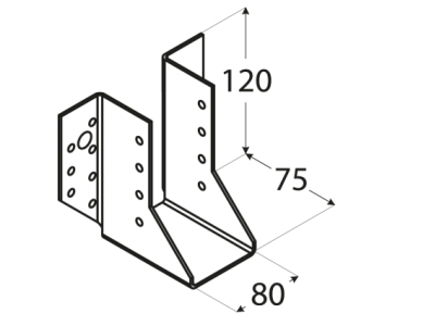 Plate heel for beam open WB26 80x120x75mm
