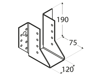 Plate heel for beam open WB36 120х190х75mm
