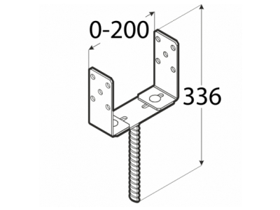Beam base with skewer PSRU 0-200х60х136mm Ф18 adjustable
