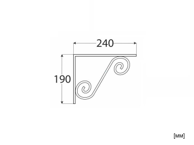 Панта декоративна ъглова ковано желязо сива WOZ 240mm HS
