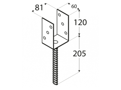 Skewer beam base PS80U/РS3 81х325х120mm