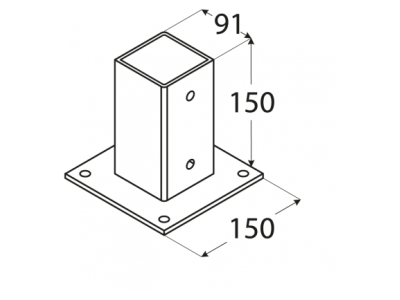 Base for a square beam PSP90 91х150х150х1.8mm