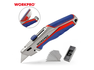 Utility knife, trapezoidal, with quick-change blade / 5 spare blades