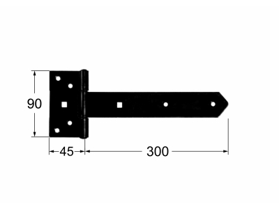 Панта декоративна за порта ZB 300 300х45х90х3.0mm Bl