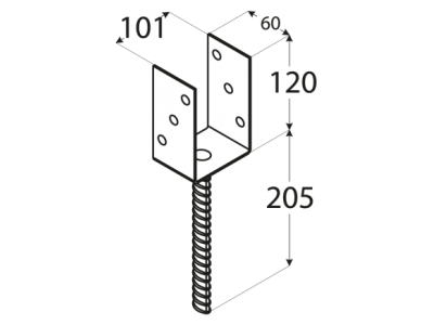 Основа за греда с шиш PS100U/РS5 101х325х120mm