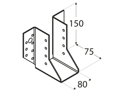 Планка пета за греда отворена WB27 80х150х75mm