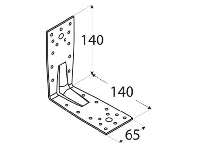 Plate corner reinforced KP5 140x140x65mm Bl