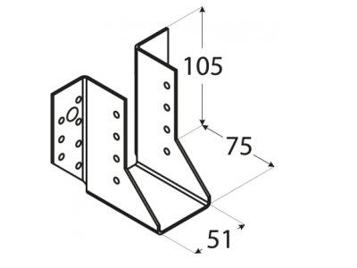 Plate heel for beam open WB10 51х105х75mm