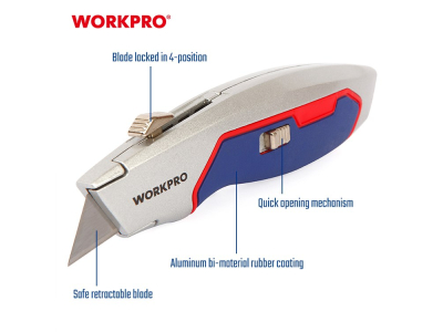 Trapezoid Utility Knife, Aluminum with Rubber Coating