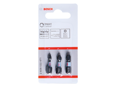 Tips set 3 pcs. Bosch PZ1,PZ2,PZ3 1/4x25mm Impact Control 2608522471