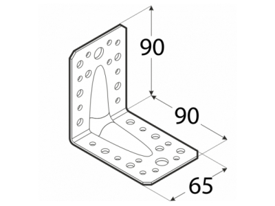 Plate corner reinforced KP1 90х90х65mm