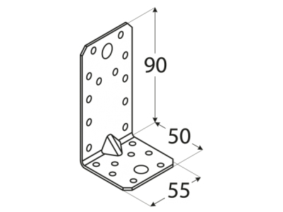 Plate corner reinforced KP3 90х50х55mm