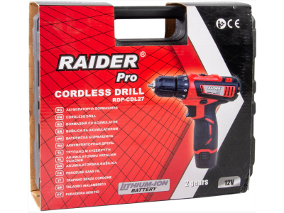 Raider RD-CDL27 Cordless drill with battery, case and tools - 030149