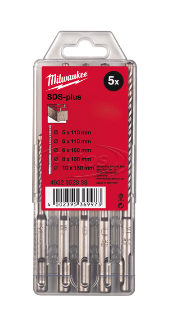 Milwaukee SDS PLUS Concrete Drill Bit Set 5pcs 4932352338 Drill Milwaukee SDS PLUS Concrete Drill Bit Set 5pcs 4932352338 Drill