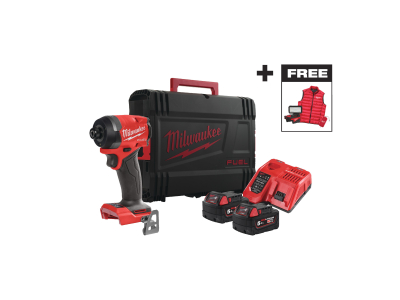 Milwaukee M18 FID3MC-502X Безчетков ударен винтоверт с 2 батерии 5Ah, куфар и подаръци