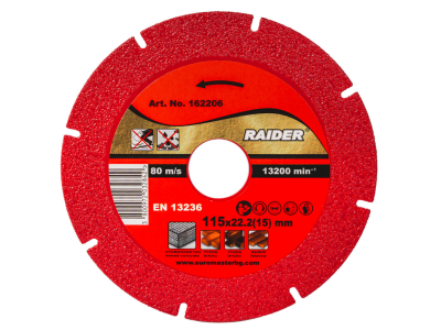 Raider Diamond disc DRY 115x22.2mm 15mm thin RDP-DD27