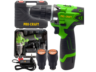 Procraft PA12Li Cordless screwdriver with 2 batteries and case
