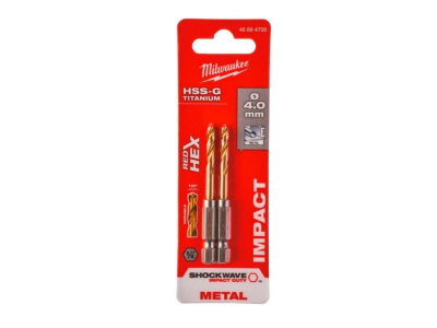 Комплект свредла 4mm за метал Milwaukee RedHEX HSS-G TiN - 2 бр.