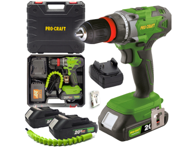 Procraft PA18DFR Акумулаторен винтоверт с 2 батерии и куфар