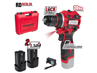 Безчеткова бормашина Raider RD-BCDL39 с 2 батерии 1.5Ah и куфар - 030189