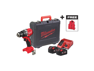 Milwaukee M18 BLPDRCMC-402C Безчетков ударен винтоверт с батерии, куфар и подарък