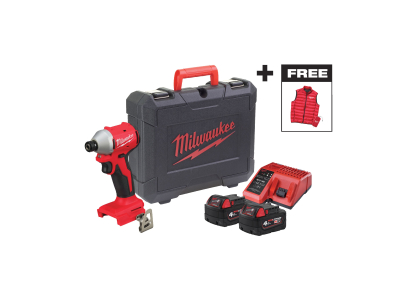 Milwaukee M18 BLIDRCMC-402C Ударен винтоверт с батерия, куфар и подарък елек