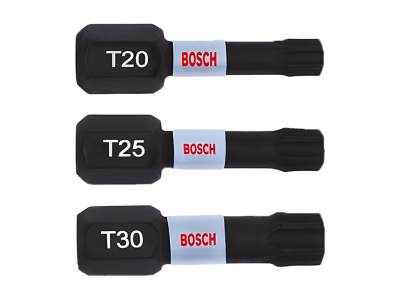 Tips set 3 pcs. Bosch T20, T25, T30 1/4x25mm Impact Control 2608522479