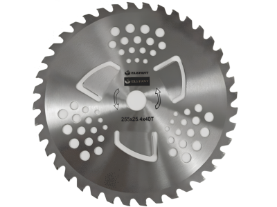 Trimmer disc, 40 teeth with three limit. wings, ELEFANT 255х25.4х40Т, code A91